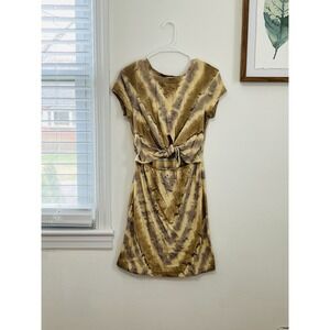 Anthropologie Maronie Womens Smocked Tie Dye‎ Cut-Out Knot Front Shirt Dress M